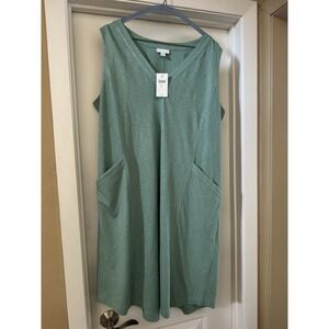 NWT J. Jill‎ Sleeveless A-Line Knit Dress Size XL Sprout Green Coastal Casual